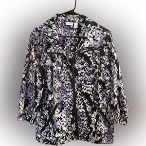 Zenergy by Chicos Women's Abstract Purple and Black jacket